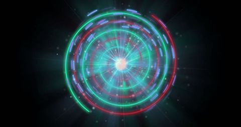 Futuristic neon spiral in holographic display