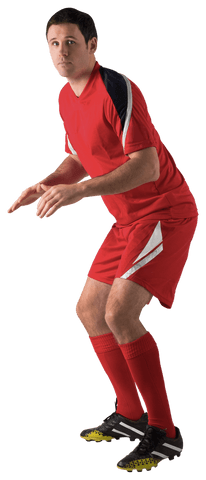 male soccer player in red uniform ready for action transparent background - Download Free Stock Videos Pikwizard.com