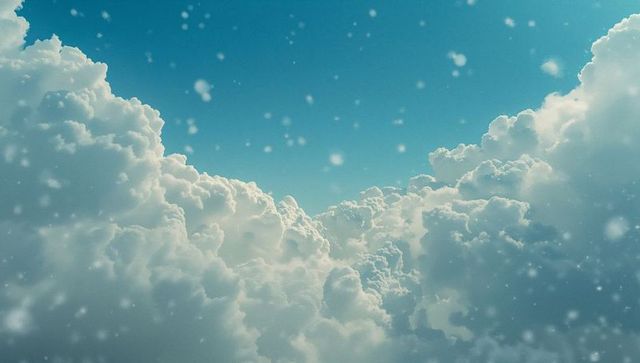 Ethereal Cloud Formations with Gentle White Particles Drifting