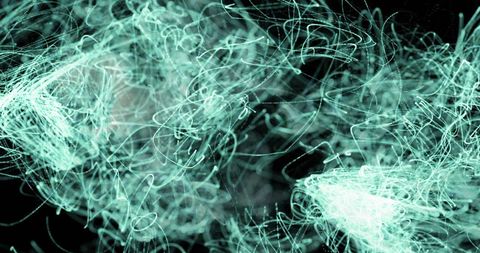 Dynamic green light trails abstract art