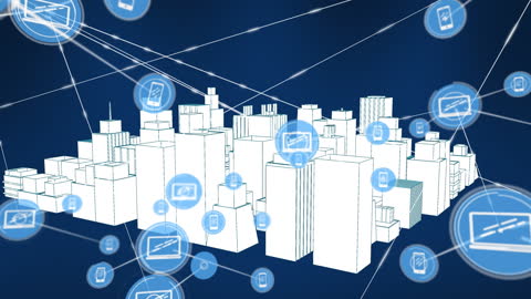 Digital Connection Network Over Urban Architecture Layout