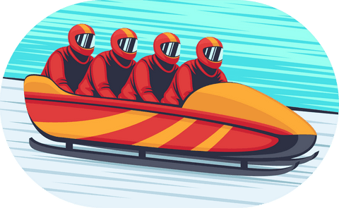 team bobsled racing on icy track in flat style illustration with transparent background - Download Free Stock Videos Pikwizard.com