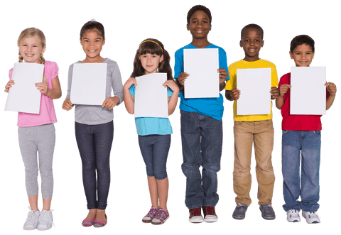 diverse children holding blank signs on transparent background - Download Free Stock Videos Pikwizard.com