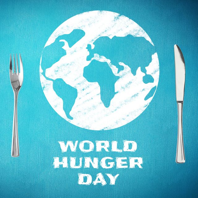 World Hunger Day Poster with Globe on Blue Background - Download Free Stock Templates Pikwizard.com