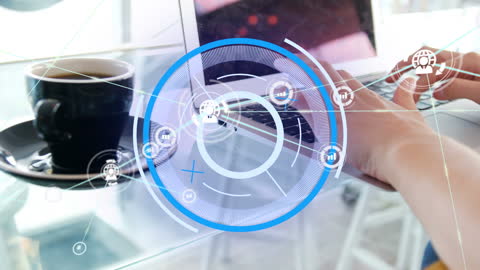 Tech Network Concept with Digital Scanners and Interface