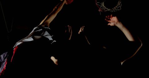 Two Players in Intense Basketball Action Under Dim Light - Download Free Stock Images Pikwizard.com