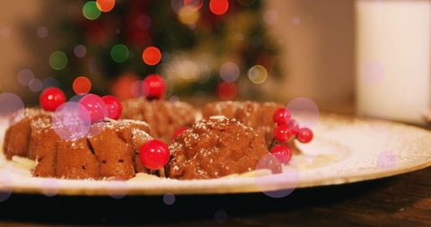 Festive Christmas Mini Cakes with Holiday Bokeh - Download Free Stock Images Pikwizard.com