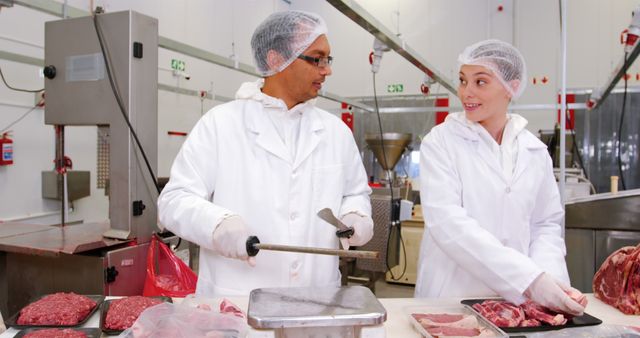 Meat Processing Workers Handling Beef in Butchery - Download Free Stock Images Pikwizard.com