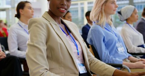 Confident African American Businesswoman at Seminar - Download Free Stock Images Pikwizard.com
