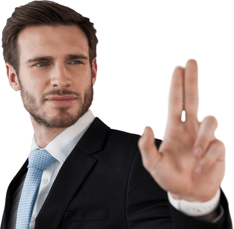 confident businessman using transparent virtual interface - Download Free Stock Videos Pikwizard.com