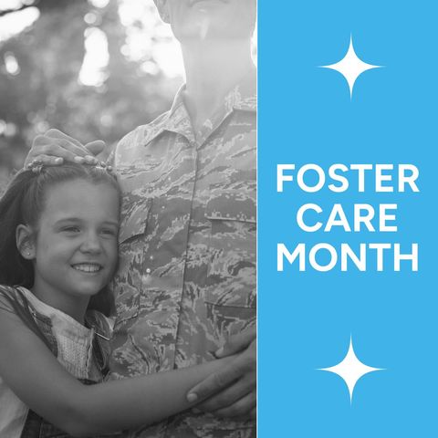 Caucasian Soldier with Daughter Celebrating Foster Care Month