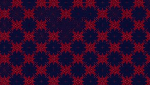 Seamless repeating navy and red eight-point star floral ornament pattern for textiles