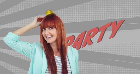 Celebration Vibe with Smiling Woman and Party Theme