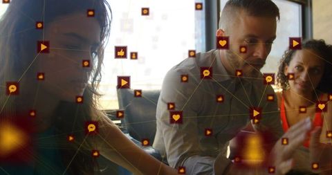 Business Team Analyzing Global Digital Interface Connections