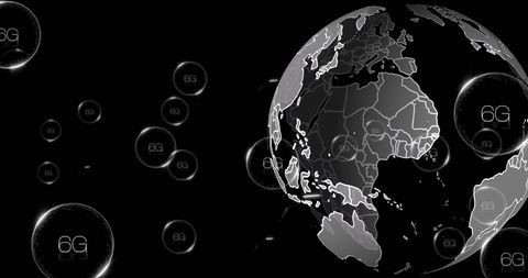 6g technology and global connectivity concept with digital globe