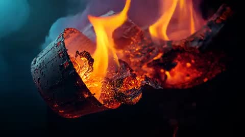 Glowing Cylinder with Flames and Embers in Dynamic Heat Studio