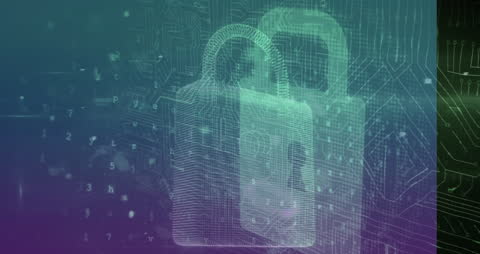 Digital Security Technology Concept with Animated Padlock