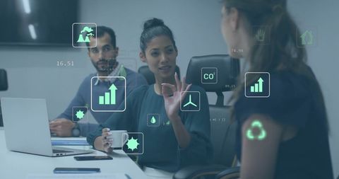 Diverse Colleagues Discussing Eco-Friendly Business Solutions