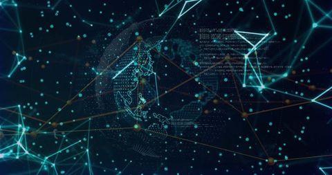 Futuristic Global Network with Spinning Wireframe Globe - Download Free Stock Images Pikwizard.com