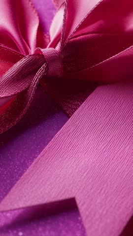 Pulling Back from Satin Bow Knot Revealing Glittered Gift Tag | Vertical Celebration