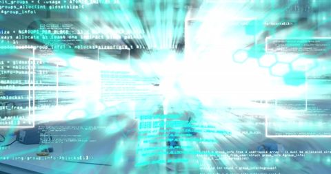 Futuristic Digital Interface with Streaming Code in Office - Download Free Stock Images Pikwizard.com