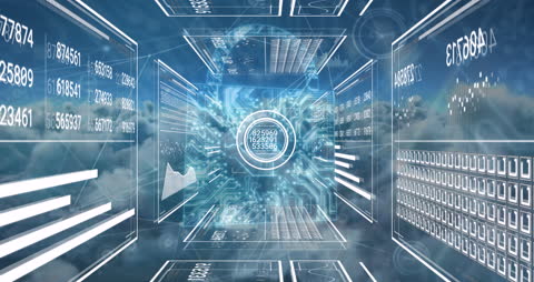 Futuristic Digital Data Interfaces in Cloud Computing Concept
