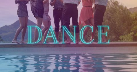 Friends Celebrating With Dance by Scenic Poolside - Download Free Stock Images Pikwizard.com