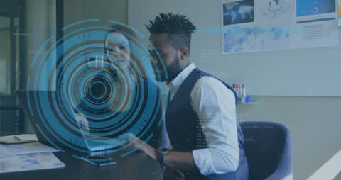 Diverse Business Professionals Engaging in Data Analysis with Digital Interface