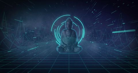 Digital Buddha with Futuristic Interface Design - Download Free Stock Images Pikwizard.com
