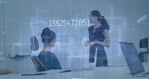 Technology Driven Business Presentation with Data Interface Visuals