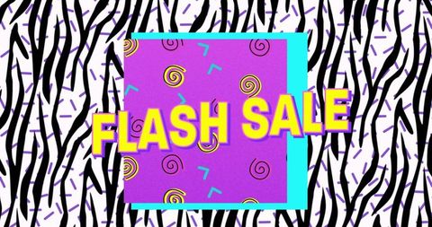 Bright Flash Sale Banner Over Zebra Pattern