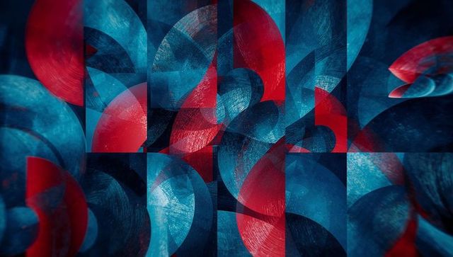 Dynamic Overlapping Red and Blue Circle Abstraction