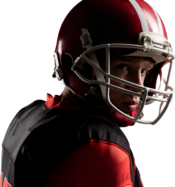 Transparent Close-Up of American Football Player in Helmet with Serious Expression - Download Free Stock Videos Pikwizard.com