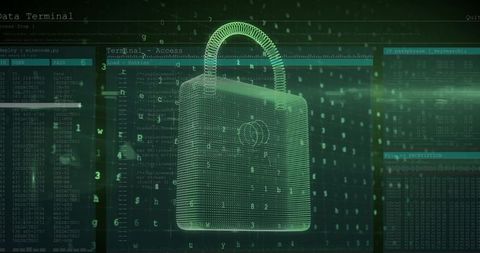 Digital Padlock with Cyber Data Visualization