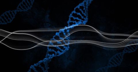 Digital Interface Concept with DNA and Abstract Waves - Download Free Stock Images Pikwizard.com