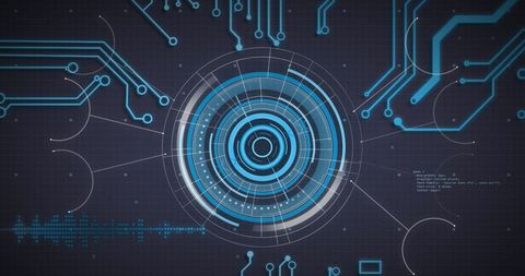 Futuristic Digital Interface with Circuit Connections and Target Scope - Download Free Stock Images Pikwizard.com