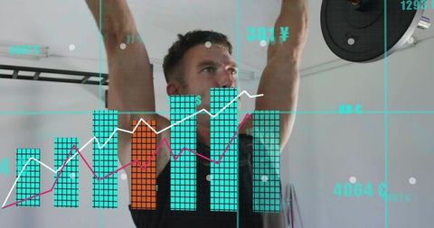 Strength Athlete Lifting Overhead Barbell Holding Analytics Overlay for Training Insights