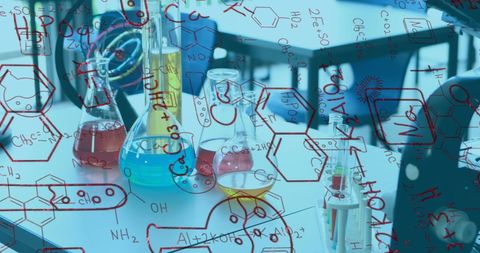 Laboratory Glassware and Chemical Formulas Fusion - Download Free Stock Images Pikwizard.com