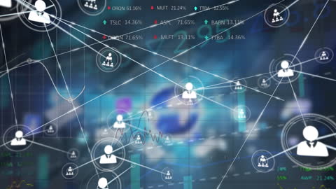 Abstract Digital Network with Data Nodes and Global Connectivity