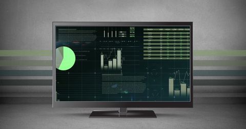 Digital Graphs Displayed on Modern LCD Screen in Minimalist Room - Download Free Stock Images Pikwizard.com