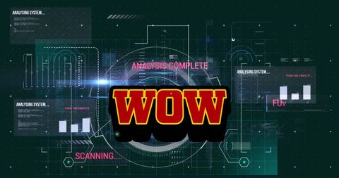 Wow Text with Digital Data Interface Graphics - Download Free Stock Images Pikwizard.com