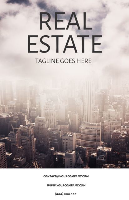 Real Estate Business Promo with Cityscape Background - Download Free Stock Templates Pikwizard.com