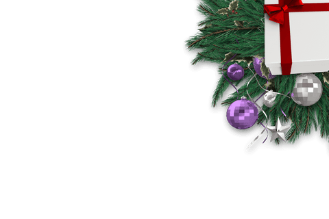 Transparent Festive Fir Wreath with Gift and Purple Baubles - Download Free Stock Videos Pikwizard.com
