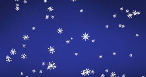 Falling Snowflakes on Deep Blue Winter Background