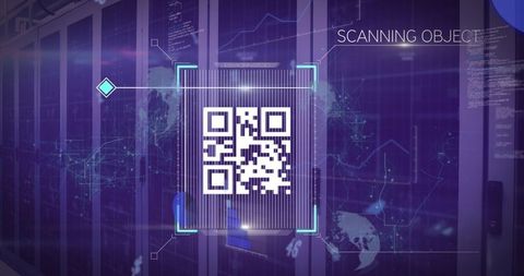futuristic qr code scan in high-tech data server environment - Download Free Stock Images Pikwizard.com
