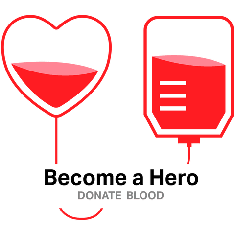 Illustration features stylized blood donation imagery with a heart shape and blood bag, symbolizing the importance of donating blood for healthcare and charitable causes. Ideal for awareness campaigns, educational materials, and medical brochures emphasizing giving and support.