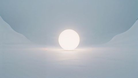 Futuristic Glowing Sphere in Minimalist Gallery Setting