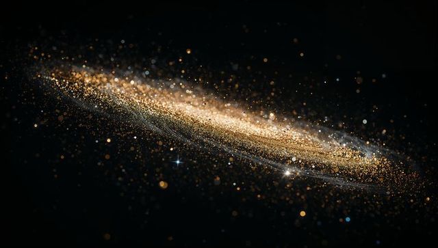 Luxurious golden swirling dust in cosmic spiral formation