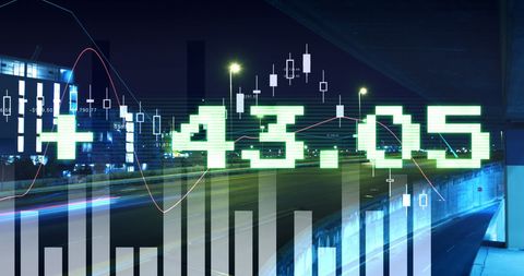 Data Analytics and City Night Skyline Creative Overlay - Download Free Stock Images Pikwizard.com