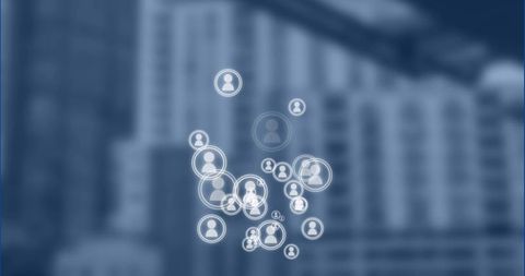 Digital Network Icons Hovering Over Cityscape Background - Download Free Stock Images Pikwizard.com